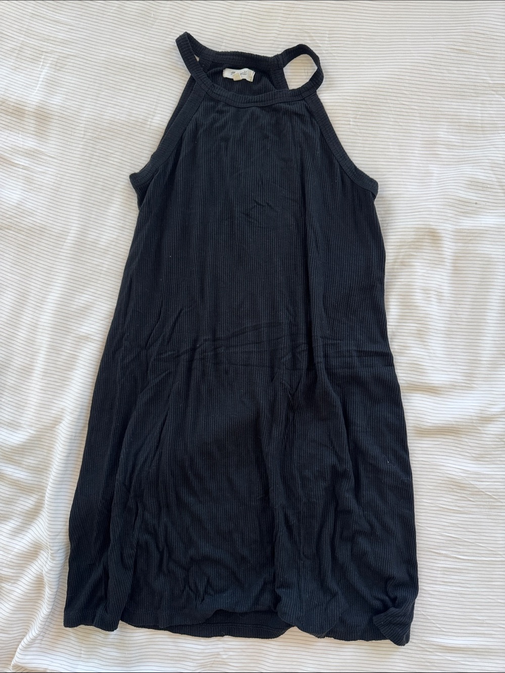 Madewell Black Ribbed Halter Mini Dress